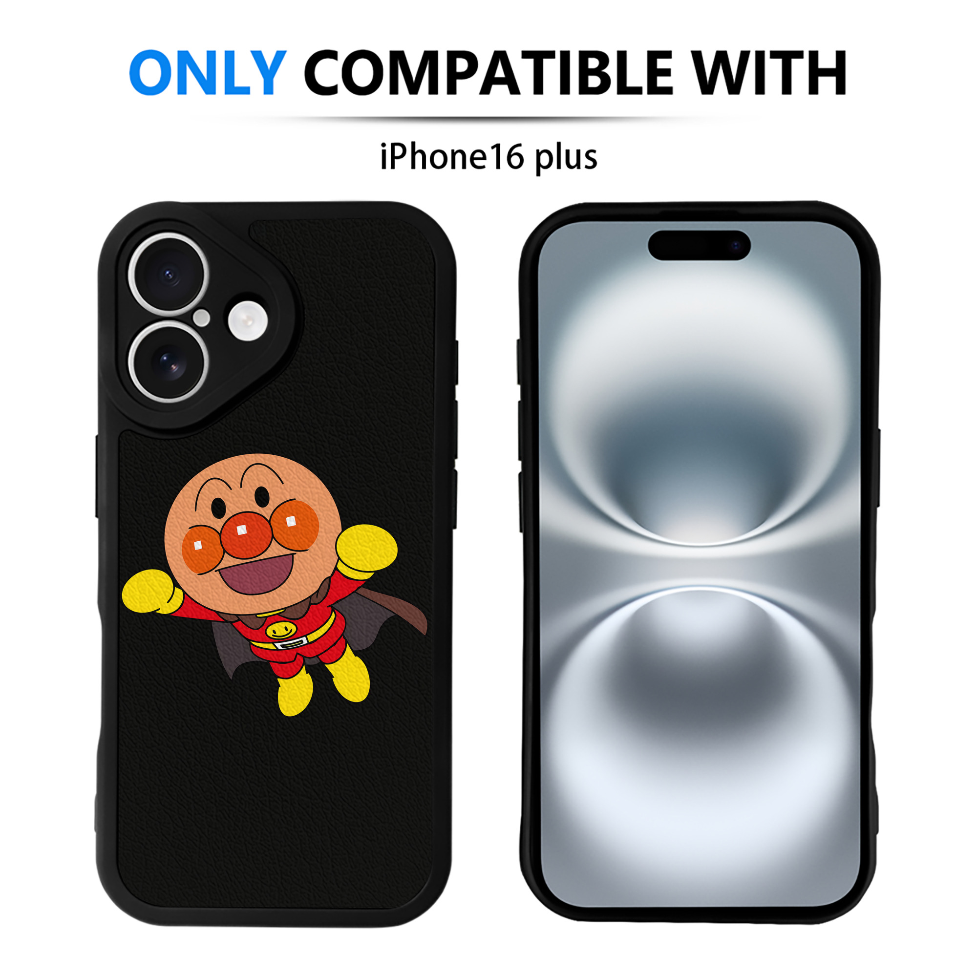 （画像用） アンパンマン Anpanman 【iPhone 16シリーズ対応】シリコンスマホケース（レザー調） 材質：シリコン